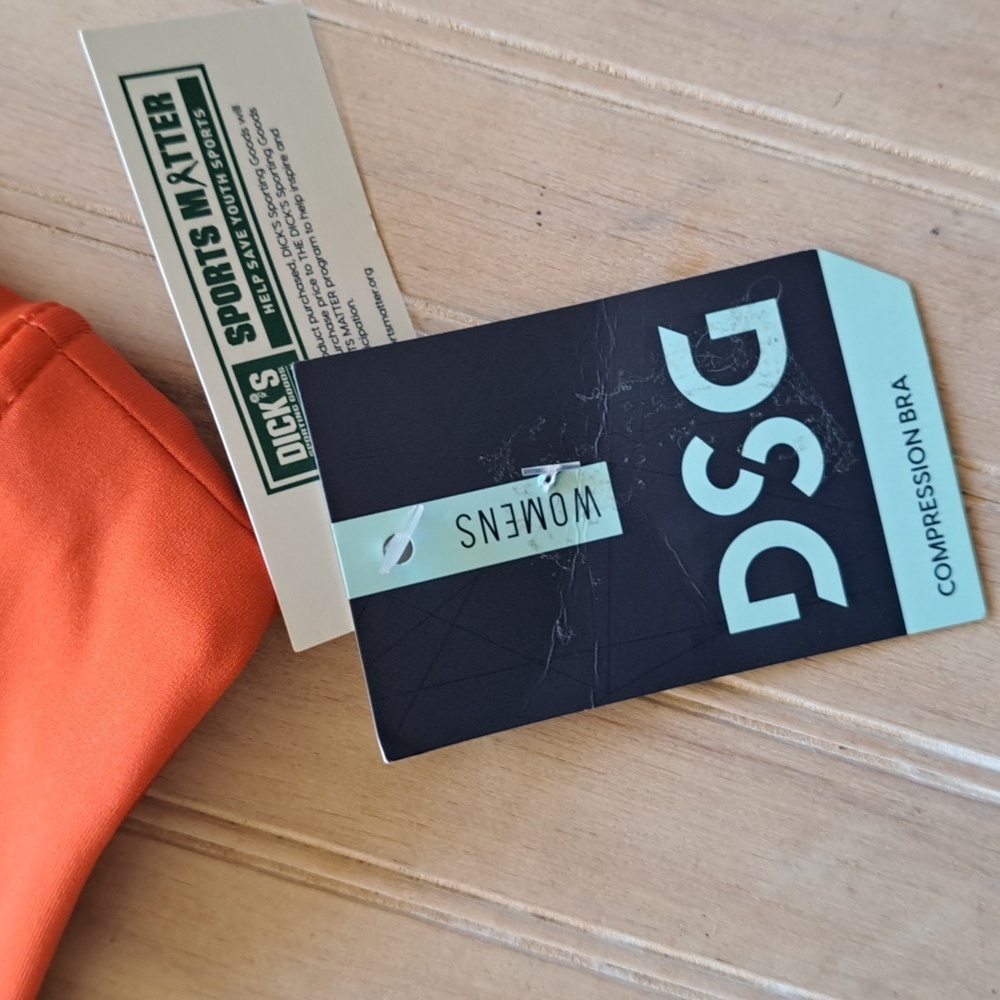 NWT DSG Ginger Orange Strappy Compression Sports Bra Moisture-Wicking 4-W - Picture 4 of 9